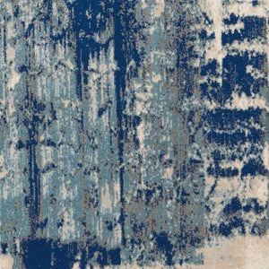 HomeRoots 5' Abstract Area Rug in Ivory, Blue & Slate Gray – Modern, Non-Skid, Stain-Resistant Design for Home 5' X 7' 550393
