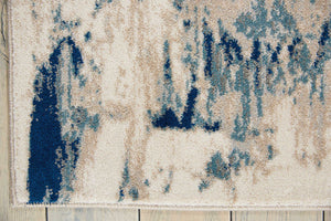 Homeroots 5' X 7' Ivory Blue And Slate Gray Abstract Non Skid Area Rug  Polyester 550393