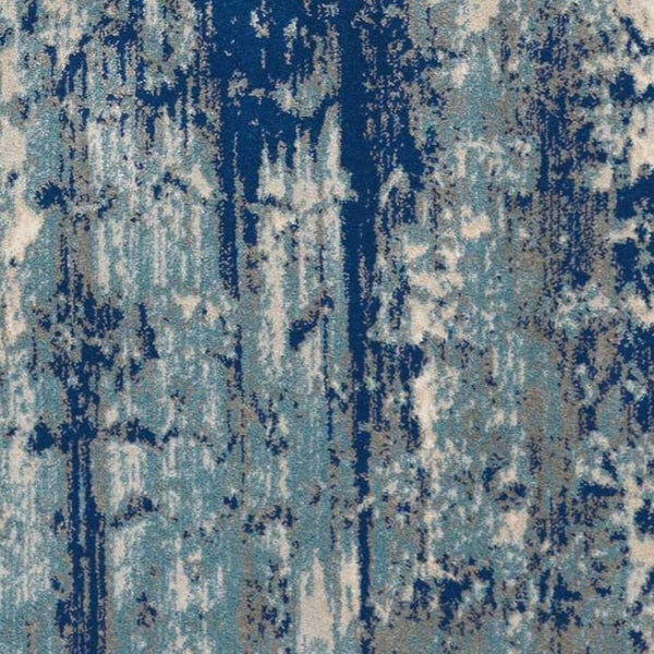 HomeRoots 5' Abstract Area Rug in Ivory, Blue & Slate Gray – Modern, Non-Skid, Stain-Resistant Design for Home 5' X 7' 550393