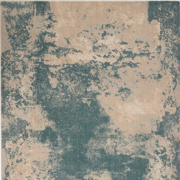HomeRoots 5' Teal and Ivory Abstract Area Rug - Stylish, Durable, Non-Skid Design for Modern Homes & Spaces 5' X 7' 550394