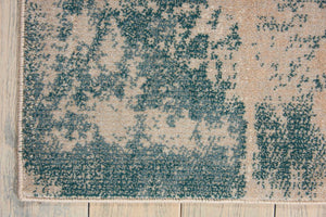 HomeRoots 5' Teal and Ivory Abstract Area Rug - Stylish, Durable, Non-Skid Design for Modern Homes & Spaces 5' X 7' 550394