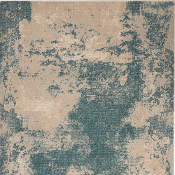 Homeroots 5' X 7' Teal And Ivory Abstract Non Skid Area Rug  Polyester 550394