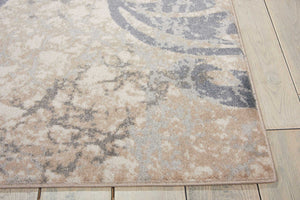 HomeRoots 5' Elegant Distressed Floral Area Rug in Ivory, Charcoal & Gray - Durable, Non-Skid Design for Homes 5' X 7' 550395