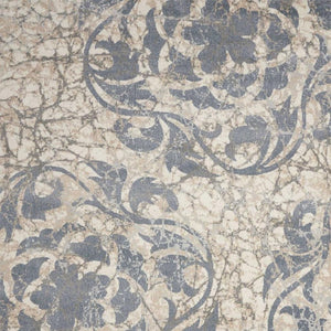 HomeRoots 5' Elegant Distressed Floral Area Rug in Ivory, Charcoal & Gray - Durable, Non-Skid Design for Homes 5' X 7' 550395