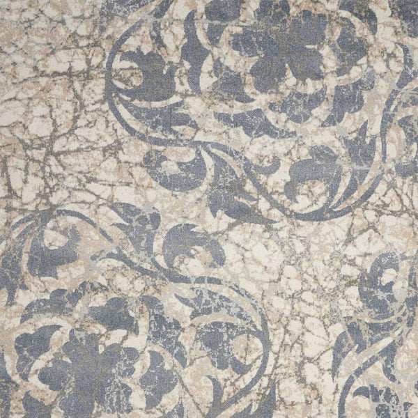 HomeRoots 5' Elegant Distressed Floral Area Rug in Ivory, Charcoal & Gray - Durable, Non-Skid Design for Homes 5' X 7' 550395
