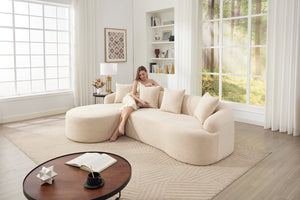 English Elm Boneless Chenille Sectional with Curved Chaise High Density Foam Modular Living Room Sofa W2231S00042