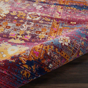 HomeRoots 8' Vibrant Floral Distressed Area Rug in Blue, Yellow, and Red – Durable, Non-Skid, Easy Care Decor 8' X 10' 550412