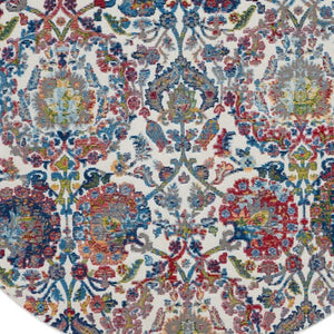 HomeRoots 8' Vibrant Floral Distressed Area Rug in Blue, Yellow, and Red – Durable, Non-Skid, Easy Care Decor 8' X 10' 550412