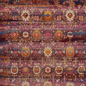 Homeroots 8' X 10' Stylish Blue, Yellow & Red Floral Distressed Area Rug - Non-skid, Durable & Stain Resistant!  Polypropylene 550412