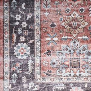 HomeRoots 8' Bold Black and Red Floral Area Rug - Durable, Low-Maintenance Design for Stylish Living Spaces 8' X 10' 550413