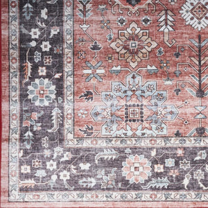 HomeRoots 8' Bold Black and Red Floral Area Rug - Durable, Low-Maintenance Design for Stylish Living Spaces 8' X 10' 550413