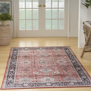 HomeRoots 8' Bold Black and Red Floral Area Rug - Durable, Low-Maintenance Design for Stylish Living Spaces 8' X 10' 550413