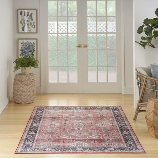 HomeRoots 8' Bold Black and Red Floral Area Rug - Durable, Low-Maintenance Design for Stylish Living Spaces 8' X 10' 550413