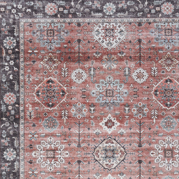 Homeroots 8' X 10' Black And Red Floral Distressed Non Skid Area Rug  Polyester 550413