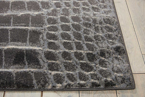 HomeRoots 5' Distressed Animal Print Area Rug in Beige, Charcoal, and Cream - Stain-Resistant and Non-Skid Design 5' X 7' 550420
