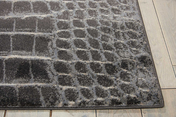 HomeRoots 5' Distressed Animal Print Area Rug in Beige, Charcoal, and Cream - Stain-Resistant and Non-Skid Design 5' X 7' 550420