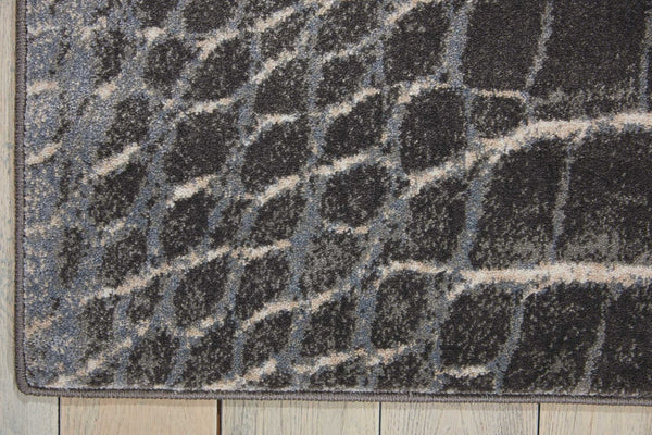 HomeRoots 5' Distressed Animal Print Area Rug in Beige, Charcoal, and Cream - Stain-Resistant and Non-Skid Design 5' X 7' 550420