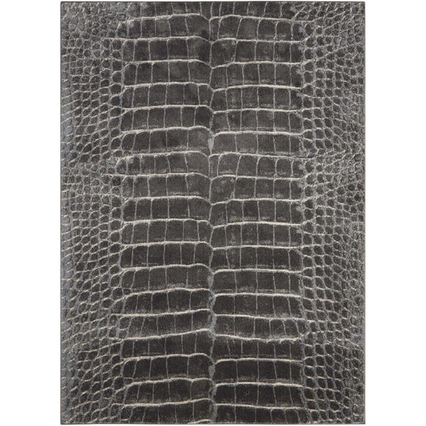 Homeroots 5' X 7' Beige Charcoal And Cream Animal Print Distressed Non Skid Area Rug  Polyester 550420