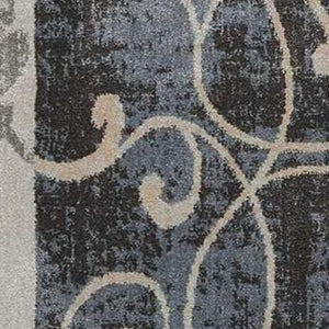HomeRoots 5' Elegant Tan, Black, and Ivory Floral Vines Non-Skid Area Rug for Stylish Home Décor and Comfort 5' X 7' 550421