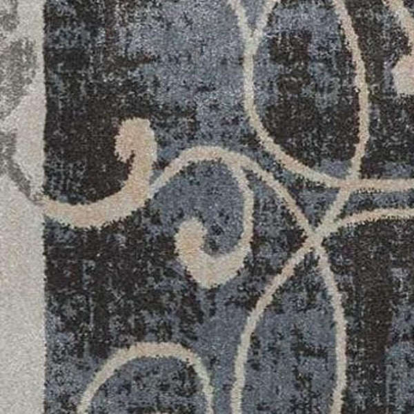 HomeRoots 5' Elegant Tan, Black, and Ivory Floral Vines Non-Skid Area Rug for Stylish Home Décor and Comfort 5' X 7' 550421