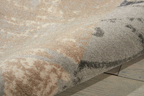 Homeroots 5' X 7' Tan Black And Ivory Floral Vines Non Skid Area Rug  Polyester 550421