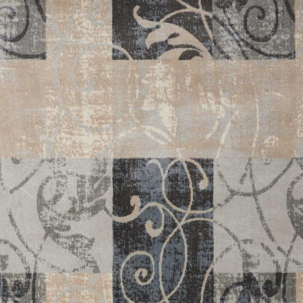 HomeRoots 5' Elegant Tan, Black, and Ivory Floral Vines Non-Skid Area Rug for Stylish Home Décor and Comfort 5' X 7' 550421