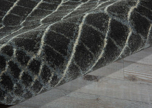 Homeroots 8' Beige Charcoal And Cream Animal Print Distressed Non Skid Runner Rug  Polyester 550423