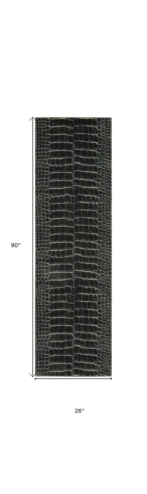 Homeroots 8' Beige Charcoal And Cream Animal Print Distressed Non Skid Runner Rug  Polyester 550423