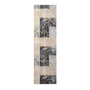 Homeroots 8' Tan Black And Ivory Floral Vines Non Skid Runner Rug  Polyester 550424