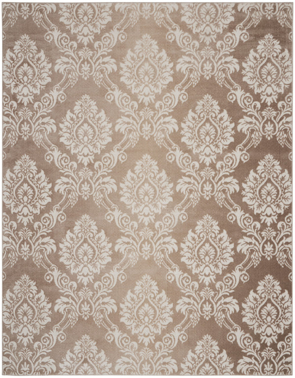 Homeroots 8' X 10' Ivory And Tan Damask Distressed Non Skid Area Rug  Polypropylene,Polyester 550428