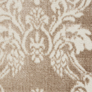 HomeRoots 8' Ivory and Tan Damask Distressed Area Rug - Timeless Elegance for Living Rooms & Bedrooms 8' X 10' 550428