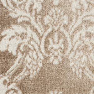 HomeRoots 8' Ivory and Tan Damask Distressed Area Rug - Timeless Elegance for Living Rooms & Bedrooms 8' X 10' 550428