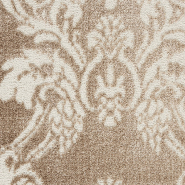 HomeRoots 8' Ivory and Tan Damask Distressed Area Rug - Timeless Elegance for Living Rooms & Bedrooms 8' X 10' 550428
