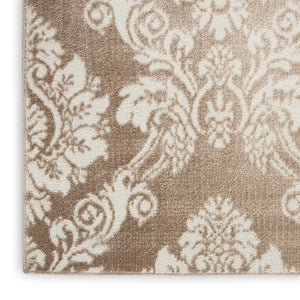 HomeRoots 8' Ivory and Tan Damask Distressed Area Rug - Timeless Elegance for Living Rooms & Bedrooms 8' X 10' 550428