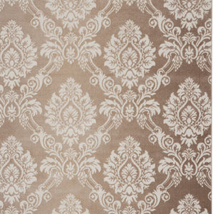 Homeroots 8' X 10' Ivory And Tan Damask Distressed Non Skid Area Rug  Polypropylene,Polyester 550428