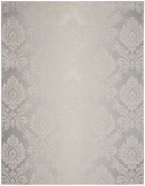 Homeroots 8' X 10' Ivory And Gray Damask Distressed Non Skid Area Rug  Polypropylene,Polyester 550429