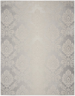 Homeroots 8' X 10' Ivory And Gray Damask Distressed Non Skid Area Rug  Polypropylene,Polyester 550429
