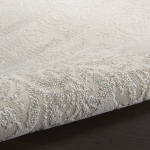 HomeRoots 8' Elegant Ivory and Gray Damask Area Rug – Distressed Non-Skid Design for Timeless Living Spaces 8' X 10' 550429