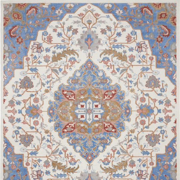 Homeroots 8' X 10' Ivory And Blue Floral Non Skid Area Rug  Polypropylene,Polyester 550432