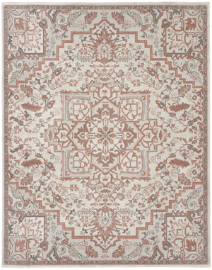 Homeroots 8' X 10' Ivory And Red Floral Non Skid Area Rug  Polypropylene,Polyester 550433
