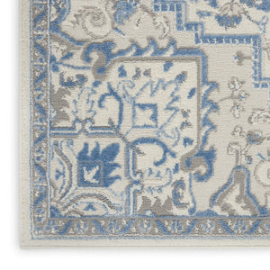 HomeRoots 8' Elegant Ivory and Blue Floral Area Rug - Durable, Non-Skid Design for Timeless Home Style 8' X 10' 550434