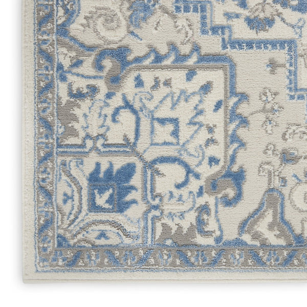 HomeRoots 8' Elegant Ivory and Blue Floral Area Rug - Durable, Non-Skid Design for Timeless Home Style 8' X 10' 550434