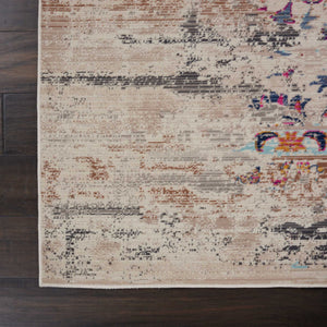 Homeroots 8' X 10' Ivory & Brown Floral Distressed Non-skid Area Rug - Durable, Stain-resistant, Kid & Pet Friendly!  Polypropylene 550435