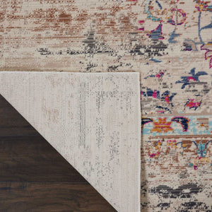 Homeroots 8' X 10' Ivory & Brown Floral Distressed Non-skid Area Rug - Durable, Stain-resistant, Kid & Pet Friendly!  Polypropylene 550435