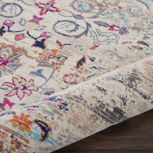 Homeroots 8' X 10' Ivory & Brown Floral Distressed Non-skid Area Rug - Durable, Stain-resistant, Kid & Pet Friendly!  Polypropylene 550435