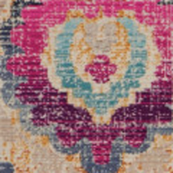 Homeroots 8' X 10' Floral Distressed Non-skid Area Rug In Ivory, Pink & Orange - Durable, Stain Resistant Style!  Polypropylene 550436