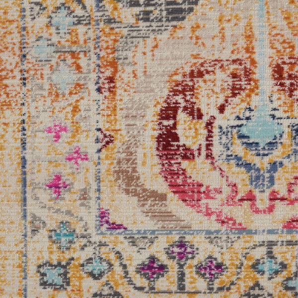 Homeroots 8' X 10' Floral Distressed Non-skid Area Rug In Ivory, Pink & Orange - Durable, Stain Resistant Style!  Polypropylene 550436