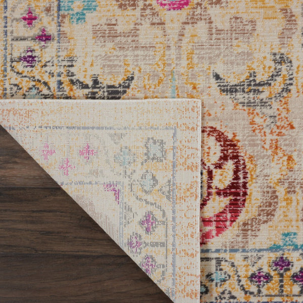 Homeroots 8' X 10' Floral Distressed Non-skid Area Rug In Ivory, Pink & Orange - Durable, Stain Resistant Style!  Polypropylene 550436