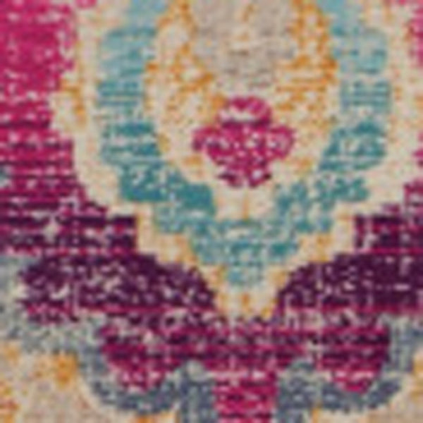 Homeroots 8' X 10' Floral Distressed Non-skid Area Rug In Ivory, Pink & Orange - Durable, Stain Resistant Style!  Polypropylene 550436