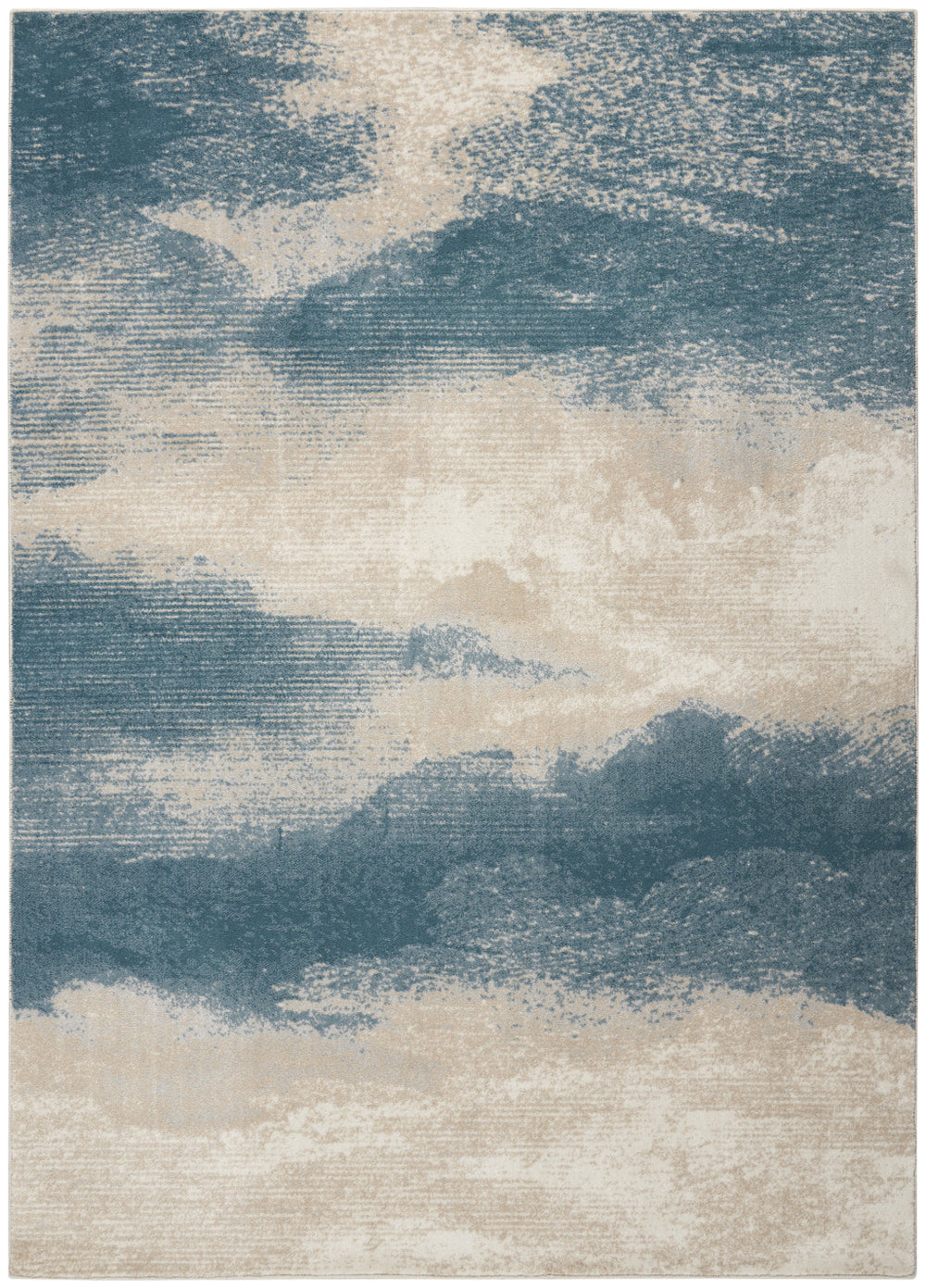 Homeroots 5' X 7' Teal And Ivory Abstract Non Skid Area Rug  Polyester 550444